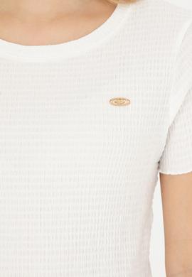 Kadın Beyaz Bisiklet Yaka Tişört - 50285532020