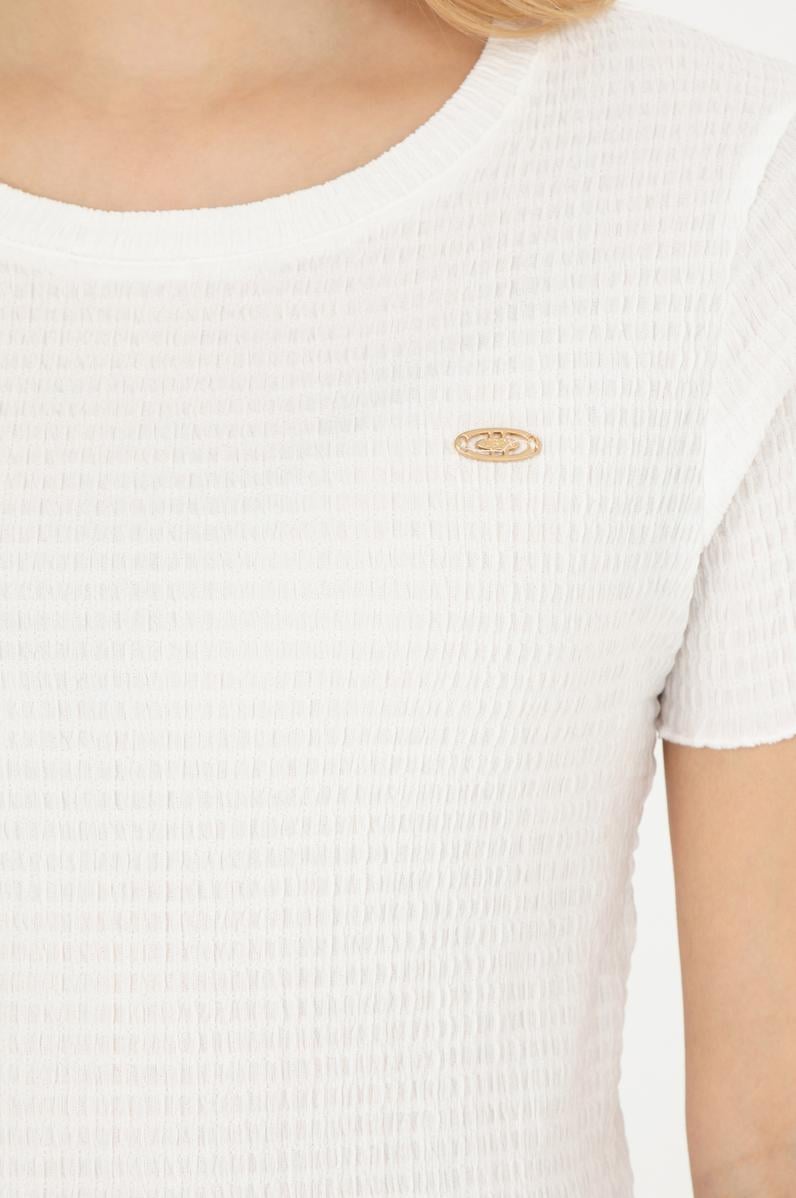 Kadın Beyaz Bisiklet Yaka Tişört