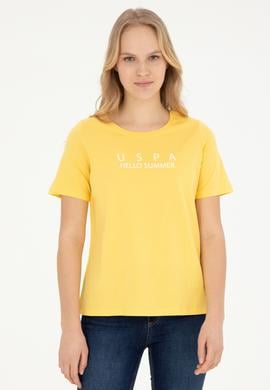 Kadın Sarı Bisiklet Yaka Tişört - 50282899005