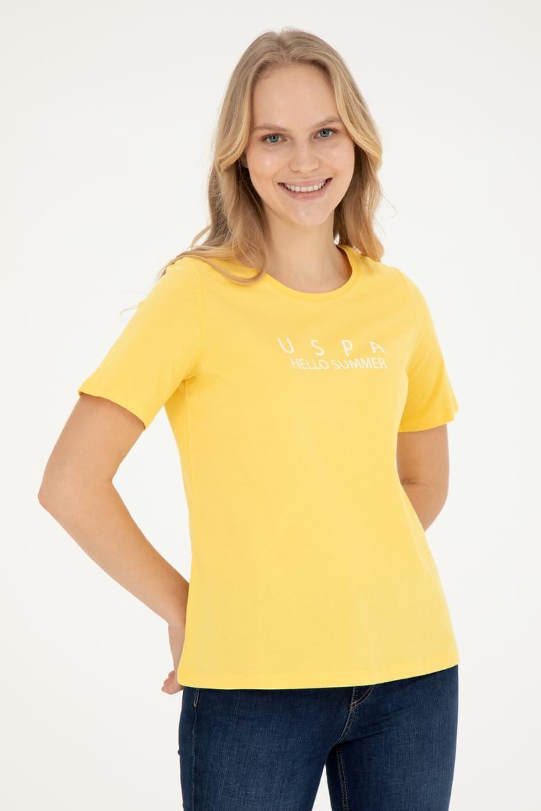 Kadın Sarı Bisiklet Yaka Tişört