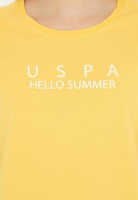 Kadın Sarı Bisiklet Yaka Tişört - 50282899005