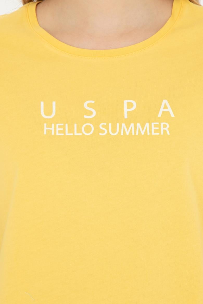 Kadın Sarı Bisiklet Yaka Tişört - 50282899005