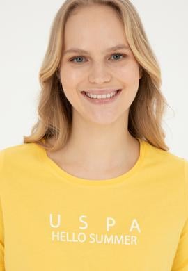 Kadın Sarı Bisiklet Yaka Tişört - 50282899005