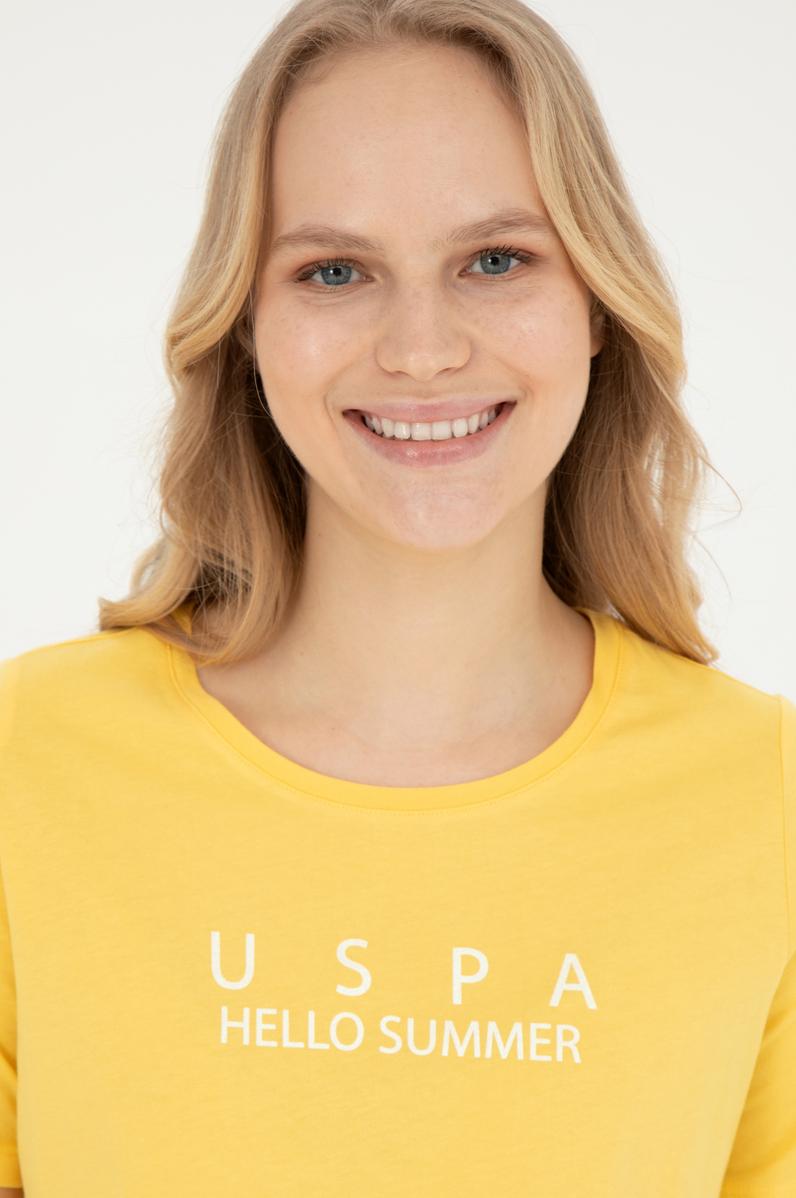 Kadın Sarı Bisiklet Yaka Tişört