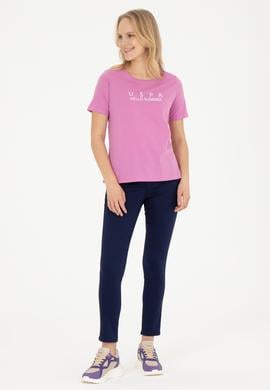 Kadın Menekşe Bisiklet Yaka Tişört - 50282899012