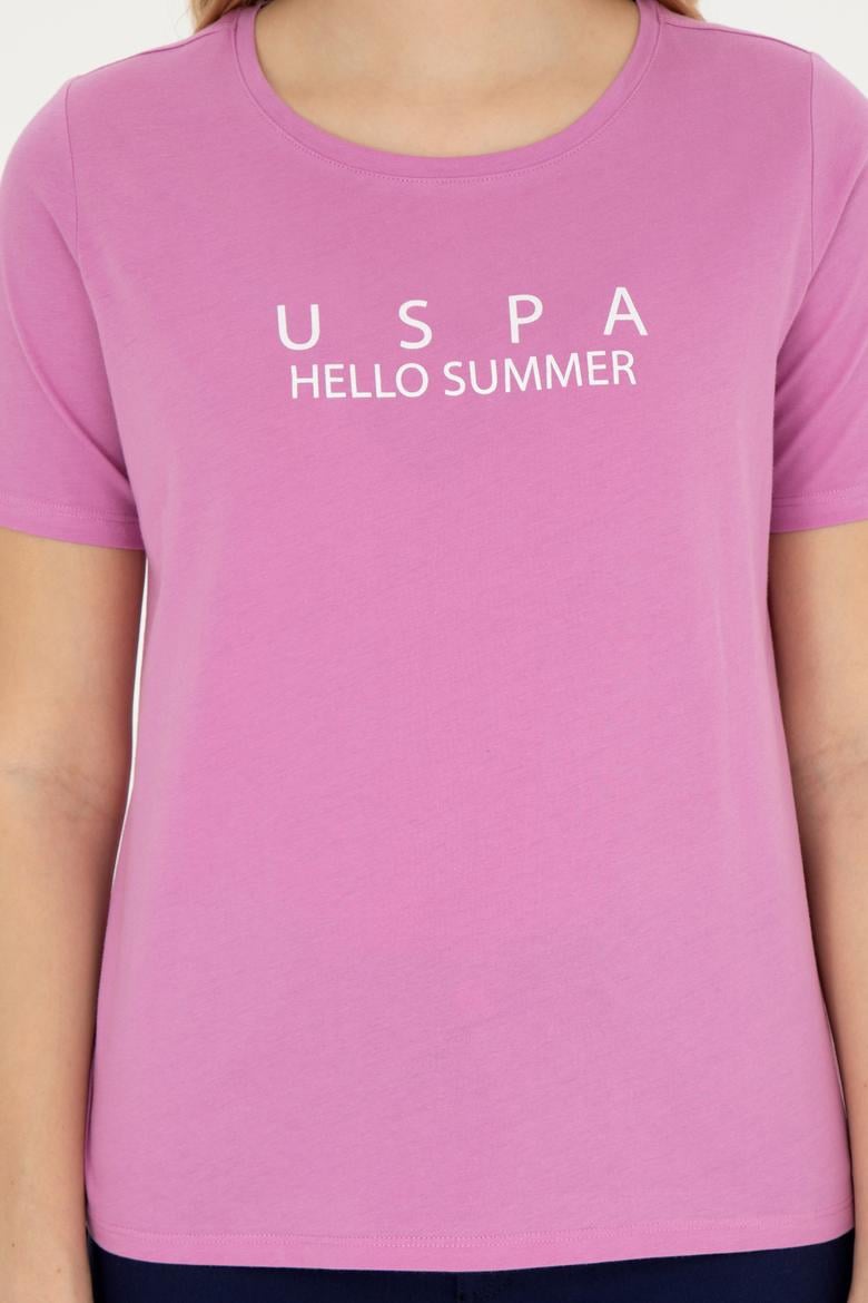 Kadın Menekşe Bisiklet Yaka Tişört - 50282899012