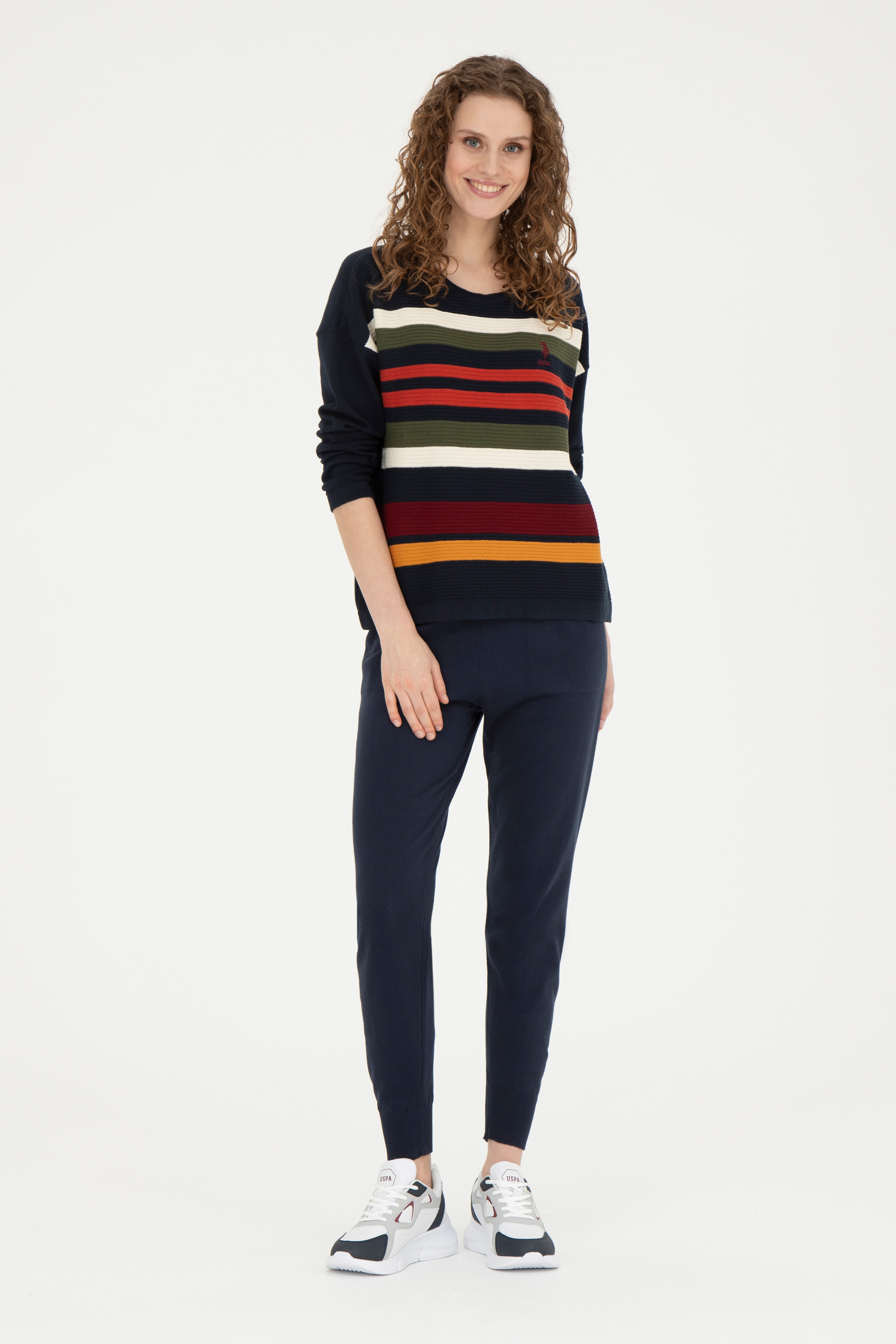 Kadın Lacivert Slim Fit Triko Pantolon - Image 1