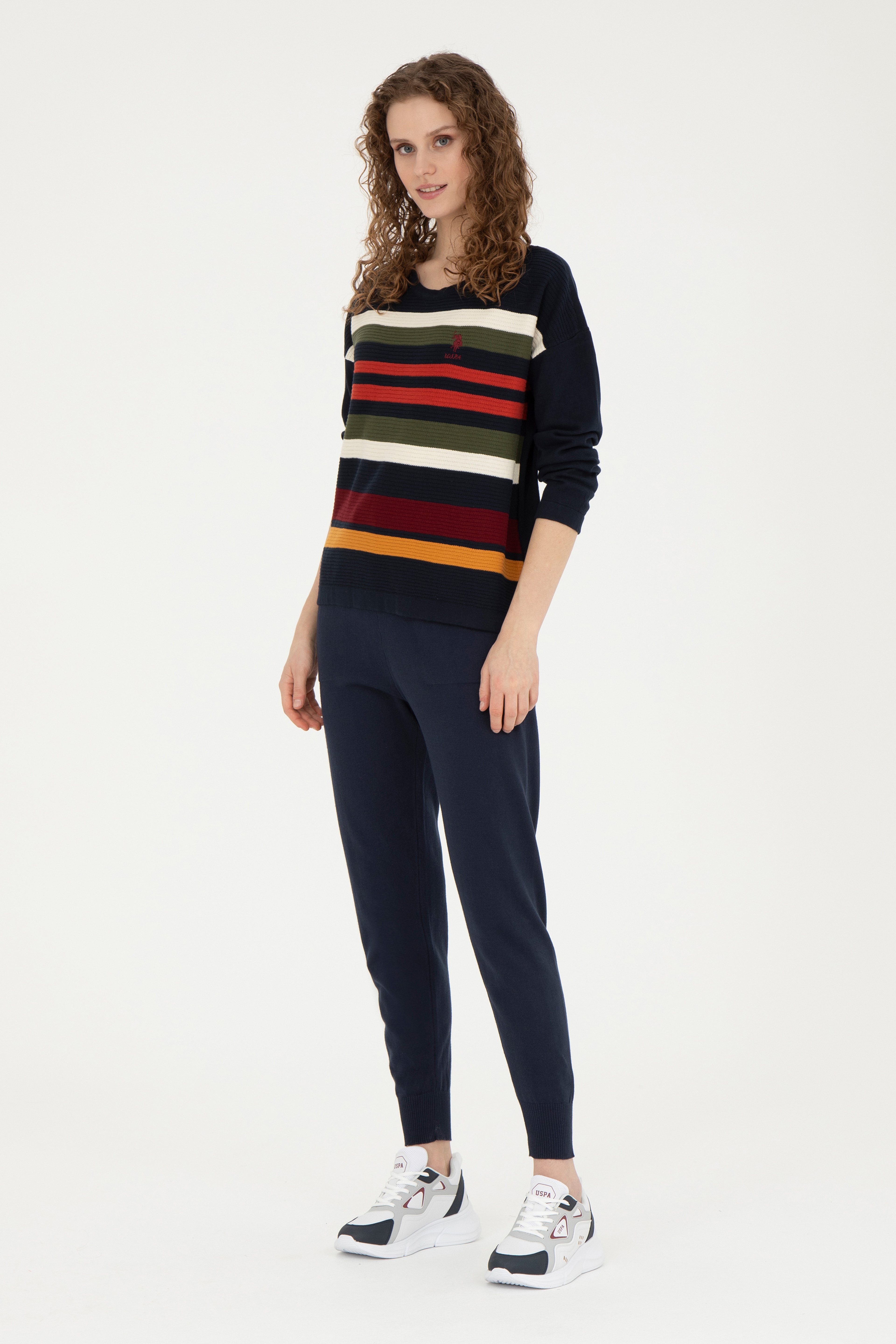 Kadın Lacivert Slim Fit Triko Pantolon - Image 3