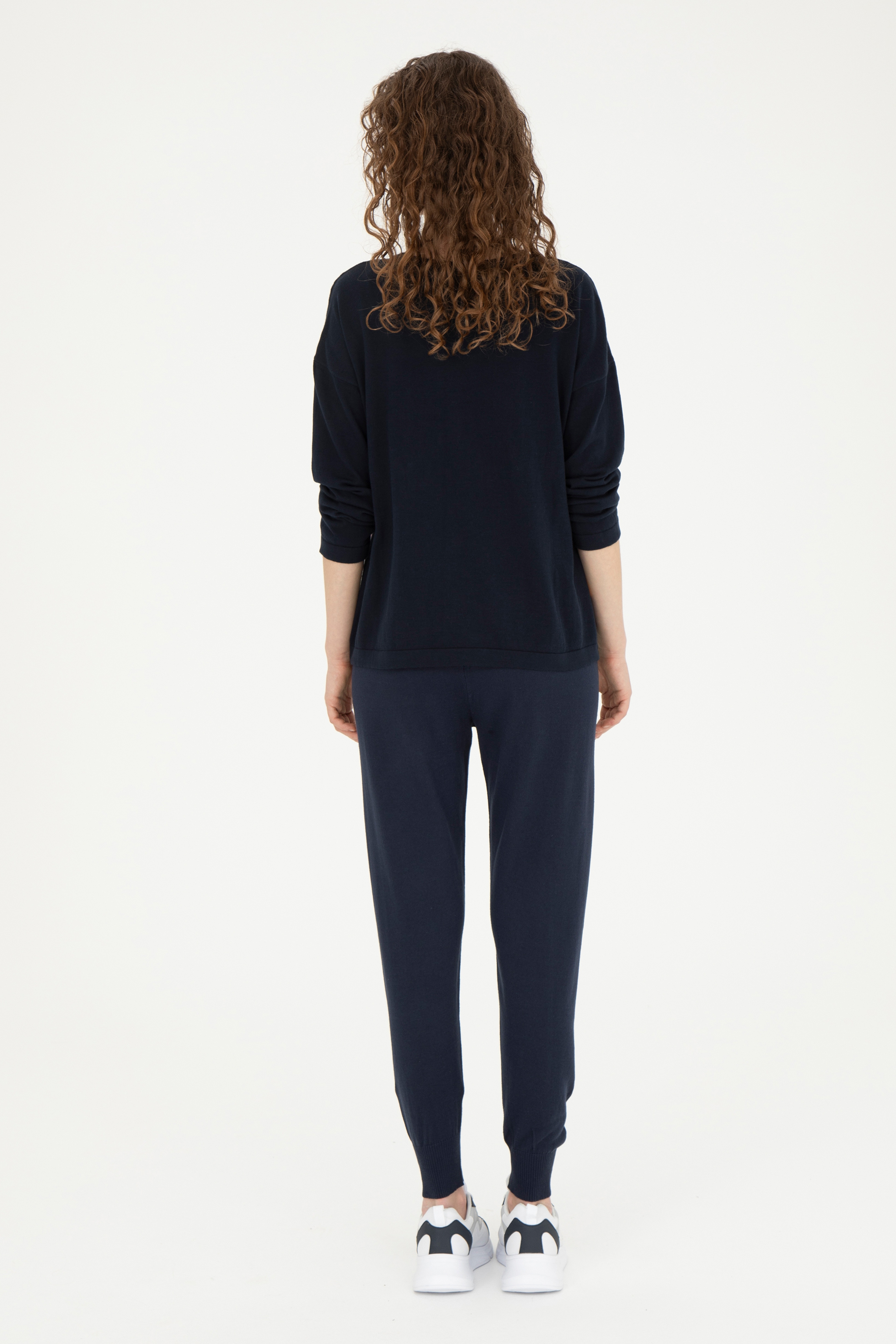 Kadın Lacivert Slim Fit Triko Pantolon