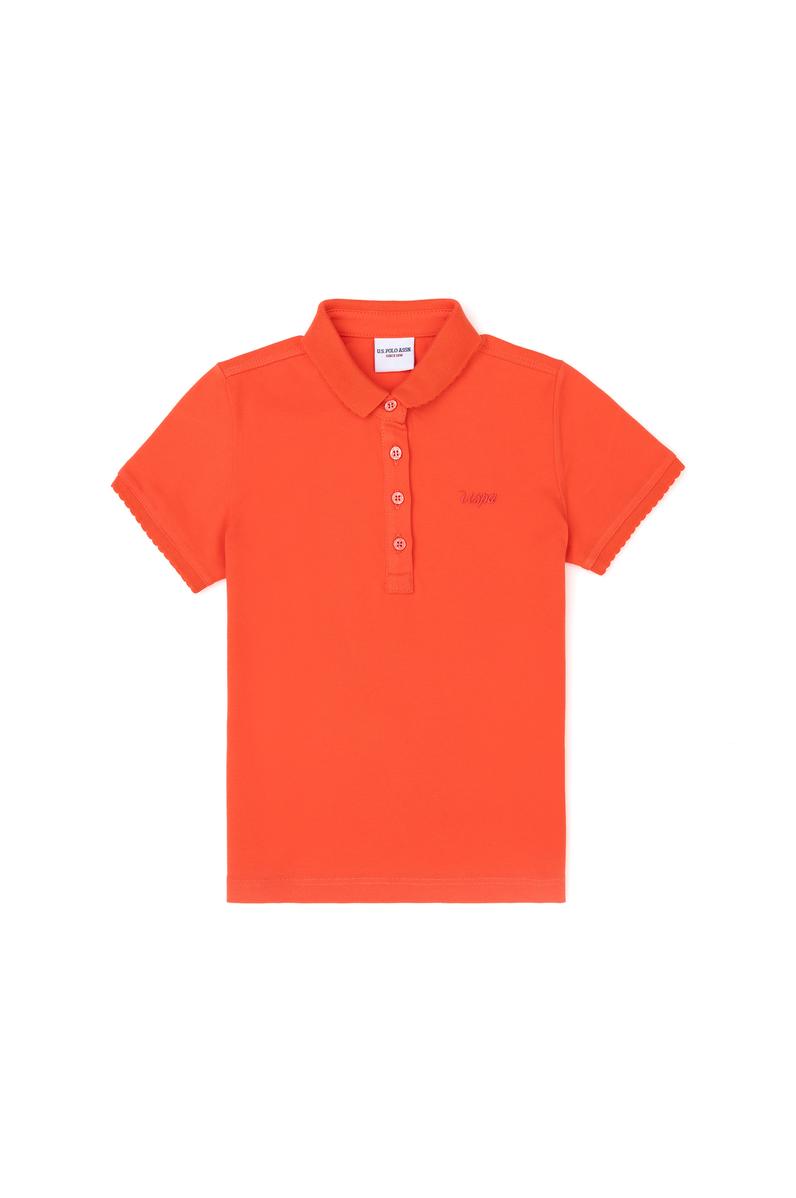 Kız Çocuk Nar Çiçeği Polo Yaka Basic Tişört