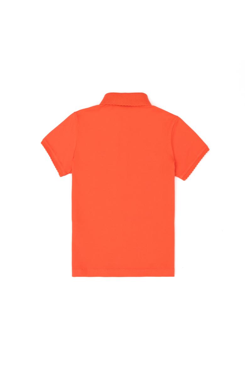 Kız Çocuk Nar Çiçeği Polo Yaka Basic Tişört - 50288501067