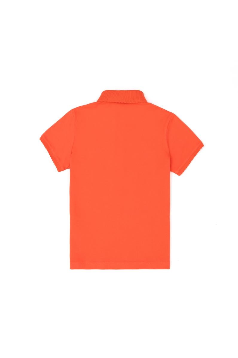 Kız Çocuk Nar Çiçeği Polo Yaka Basic Tişört