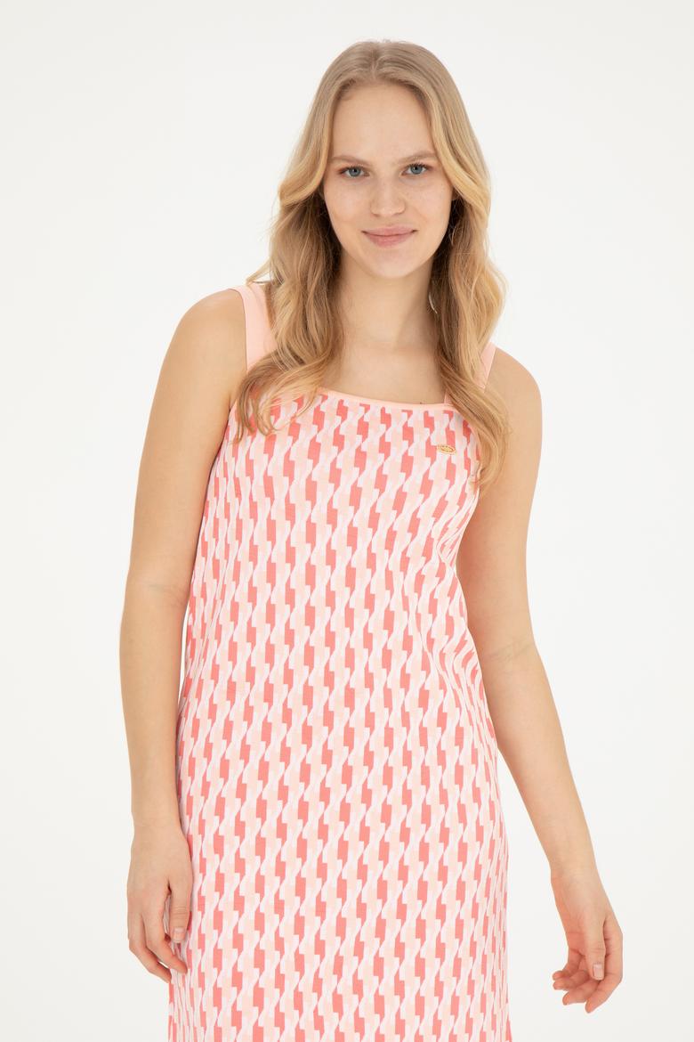 Kadın Nar Çiçeği Bisiklet Yaka Triko Elbise - 50280478004