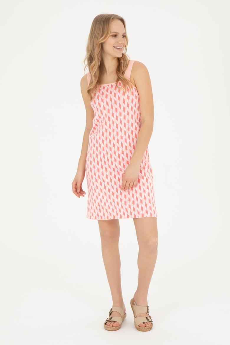 Kadın Nar Çiçeği Bisiklet Yaka Triko Elbise - 50280478004