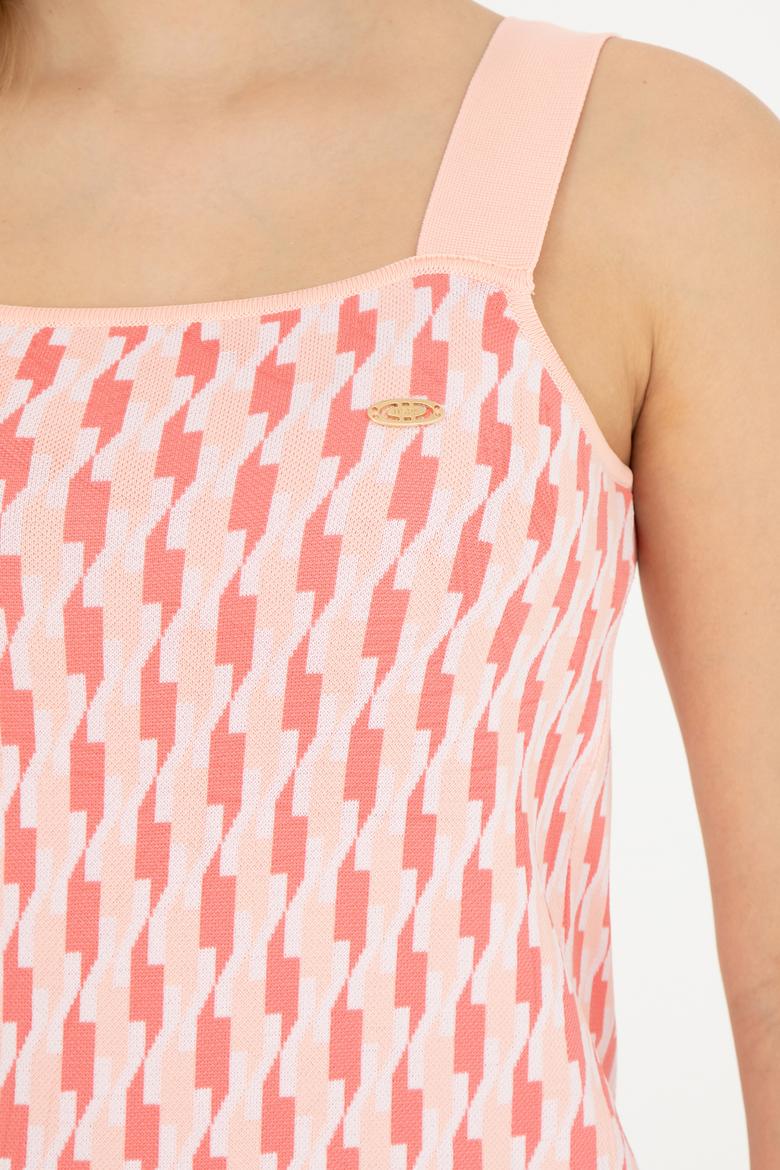 Kadın Nar Çiçeği Bisiklet Yaka Triko Elbise - 50280478004