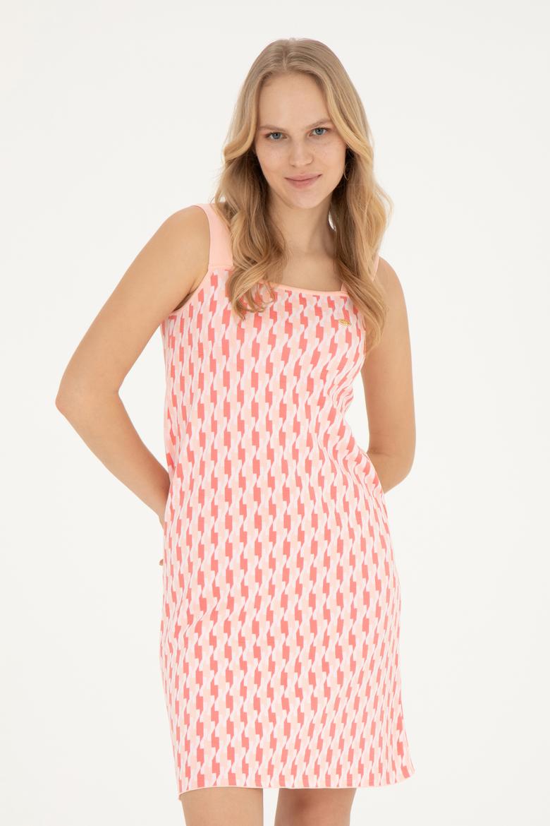 Kadın Nar Çiçeği Bisiklet Yaka Triko Elbise