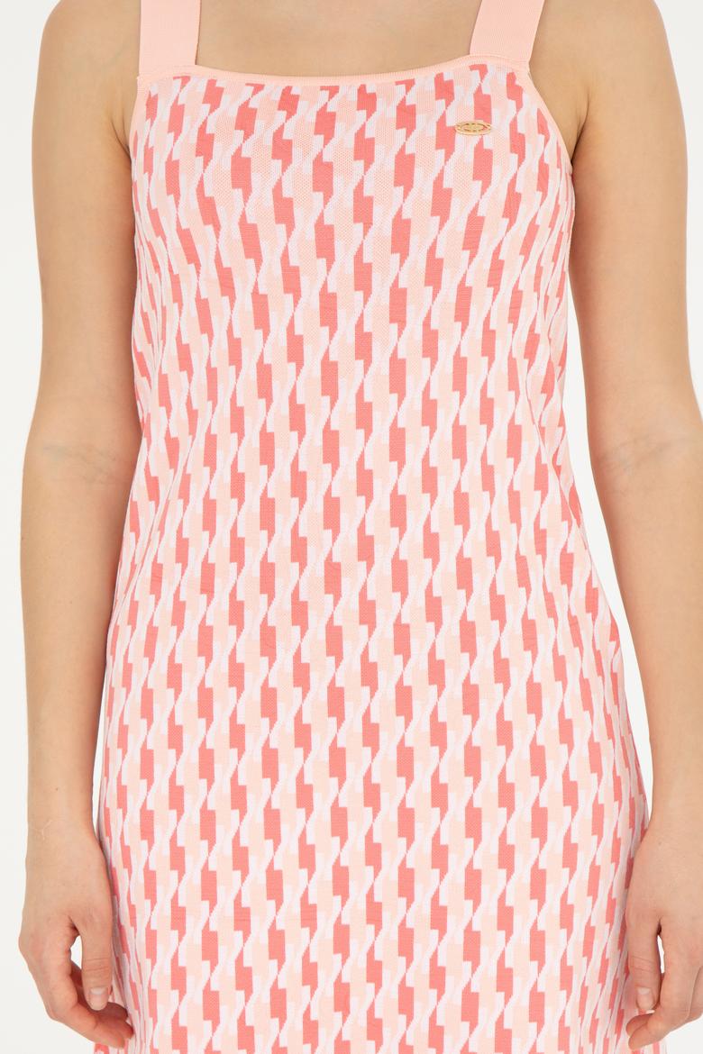 Kadın Nar Çiçeği Bisiklet Yaka Triko Elbise - 50280478004