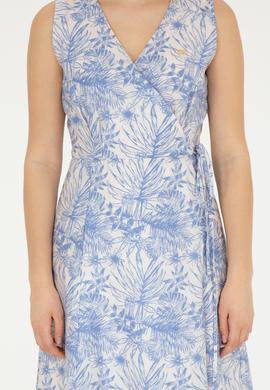 Kadın Mavi V Yaka Dokuma Elbise - 50281046004