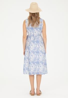 Kadın Mavi V Yaka Dokuma Elbise - 50281046004