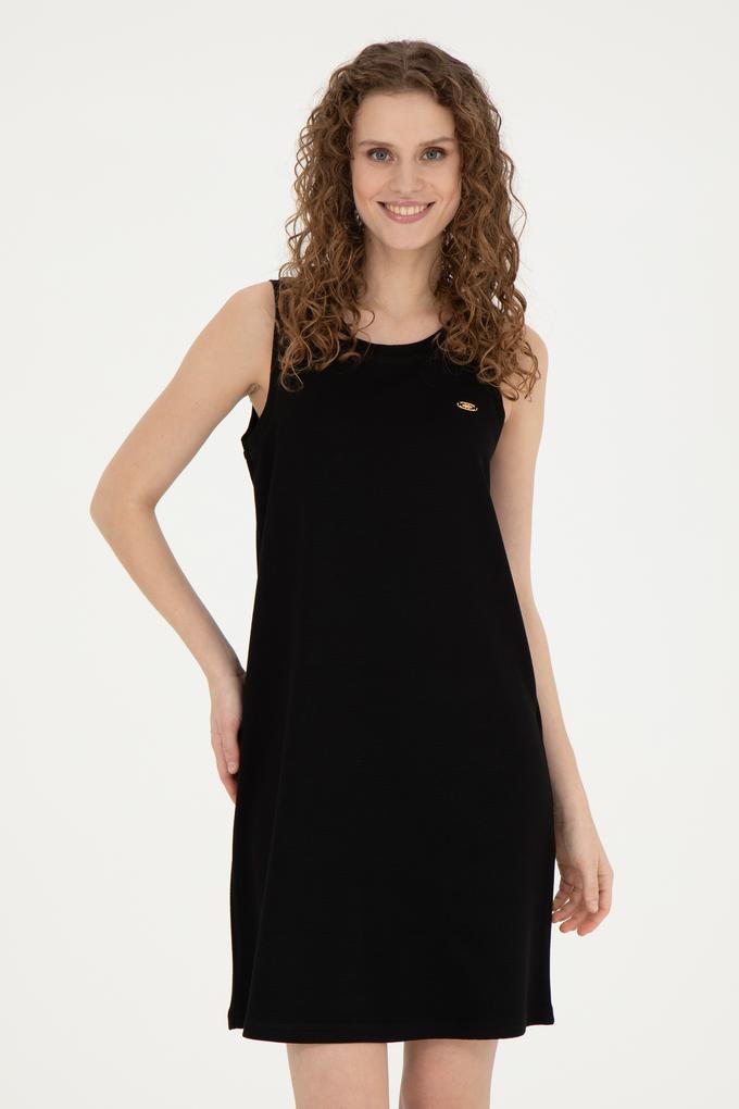 Kadın Siyah Bisiklet Yaka Örme Elbise