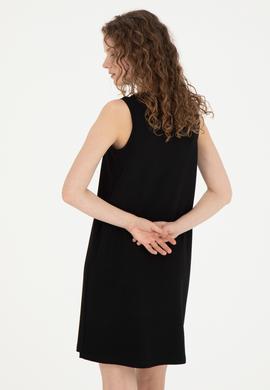 Kadın Siyah Bisiklet Yaka Örme Elbise - 50281743012