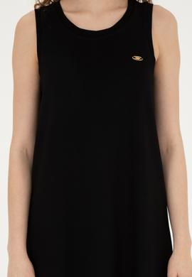 Kadın Siyah Bisiklet Yaka Örme Elbise - 50281743012