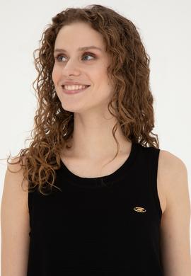 Kadın Siyah Bisiklet Yaka Örme Elbise - 50281743012