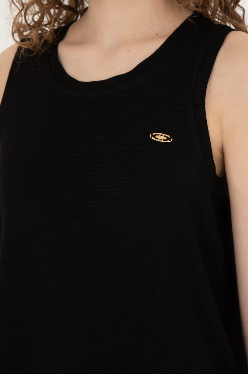 Kadın Siyah Bisiklet Yaka Örme Elbise