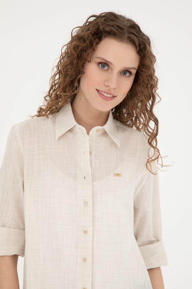 Kadın Açık Haki Uzun Kollu Gömlek - 50283751005