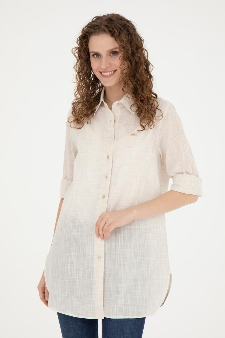 Kadın Açık Haki Uzun Kollu Gömlek - 50283751005