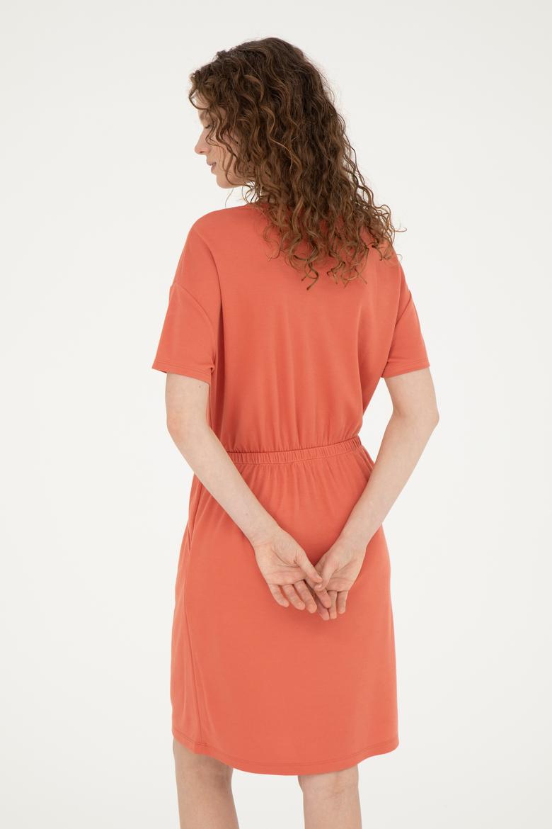 Kadın Pudra Bisiklet Yaka Örme Elbise - 50289205020