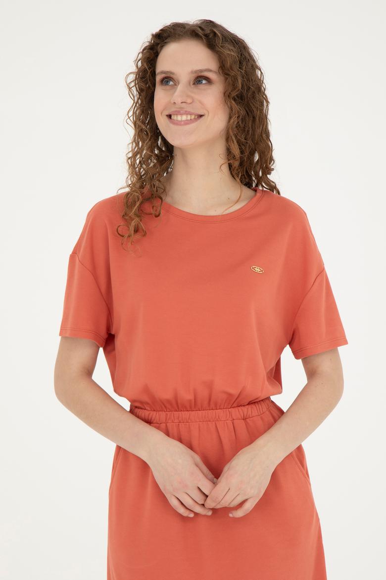 Kadın Pudra Bisiklet Yaka Örme Elbise - 50289205020