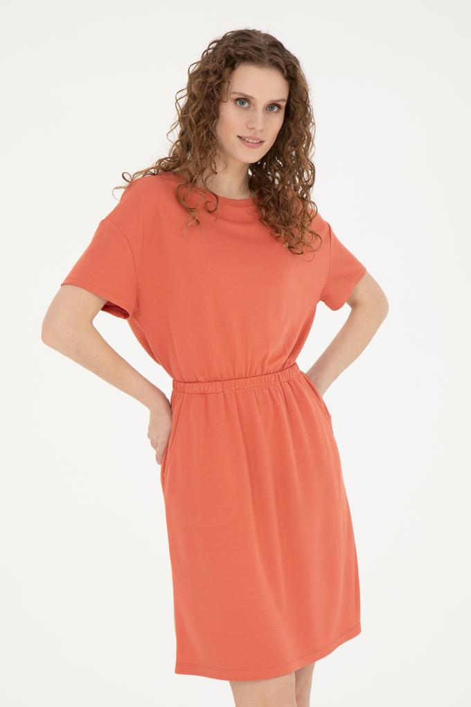 Kadın Pudra Bisiklet Yaka Örme Elbise