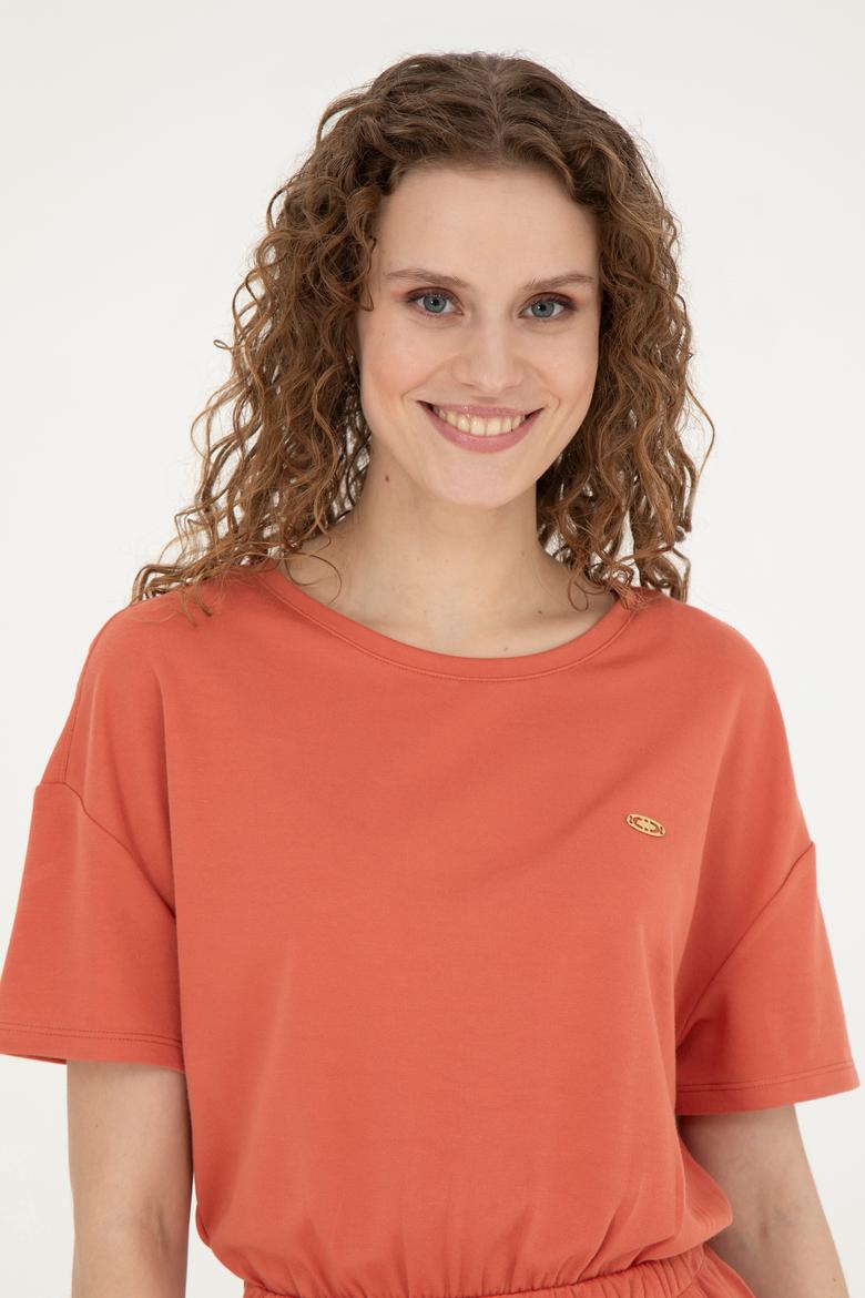 Kadın Pudra Bisiklet Yaka Örme Elbise - 50289205020