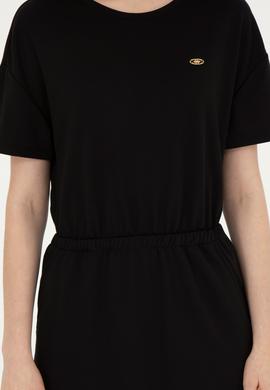 Kadın Siyah Bisiklet Yaka Örme Elbise - 50289205032