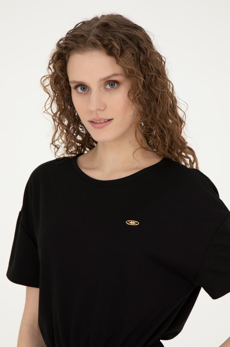 Kadın Siyah Bisiklet Yaka Örme Elbise