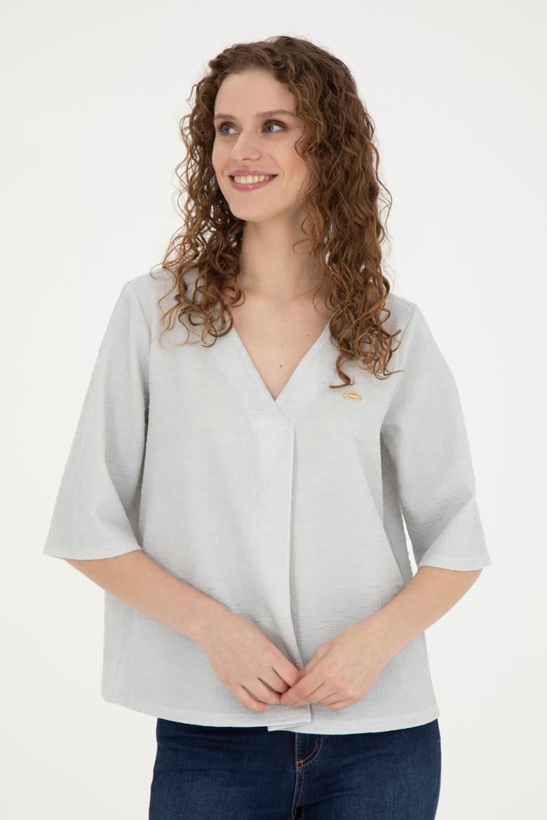 Kadın Ekru V Yaka Tişört