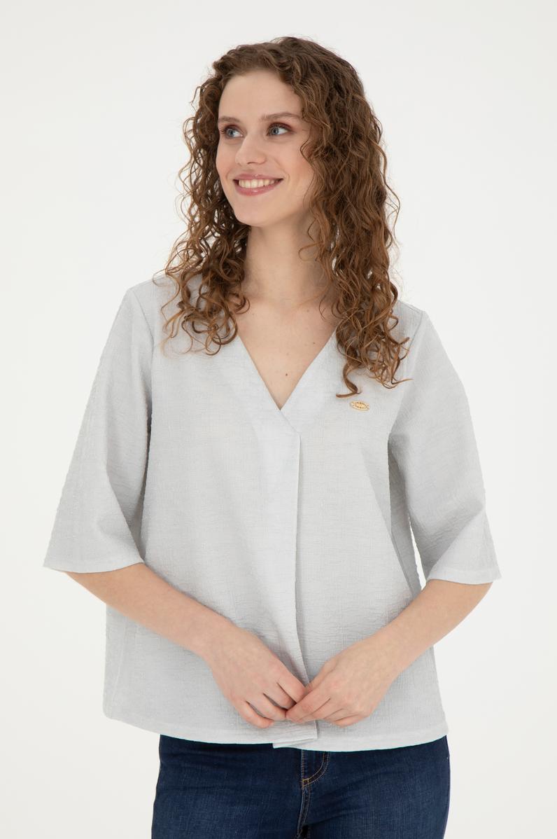 Kadın Ekru V Yaka Tişört