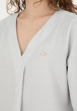 Kadın Ekru V Yaka Tişört - 50282864022