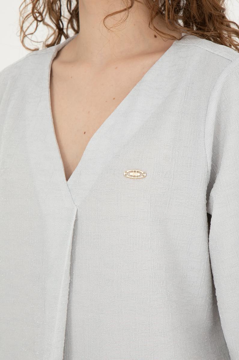 Kadın Ekru V Yaka Tişört