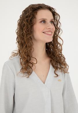 Kadın Ekru V Yaka Tişört - 50282864022