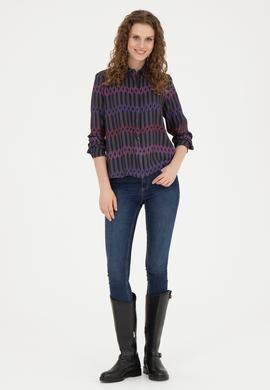 Kadın Lacivert Uzun Kollu Gömlek - 50271477003