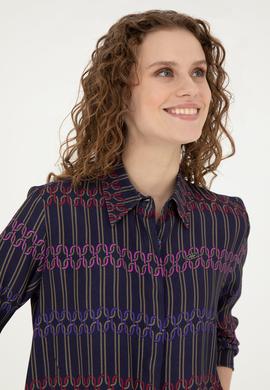 Kadın Lacivert Uzun Kollu Gömlek - 50271477003