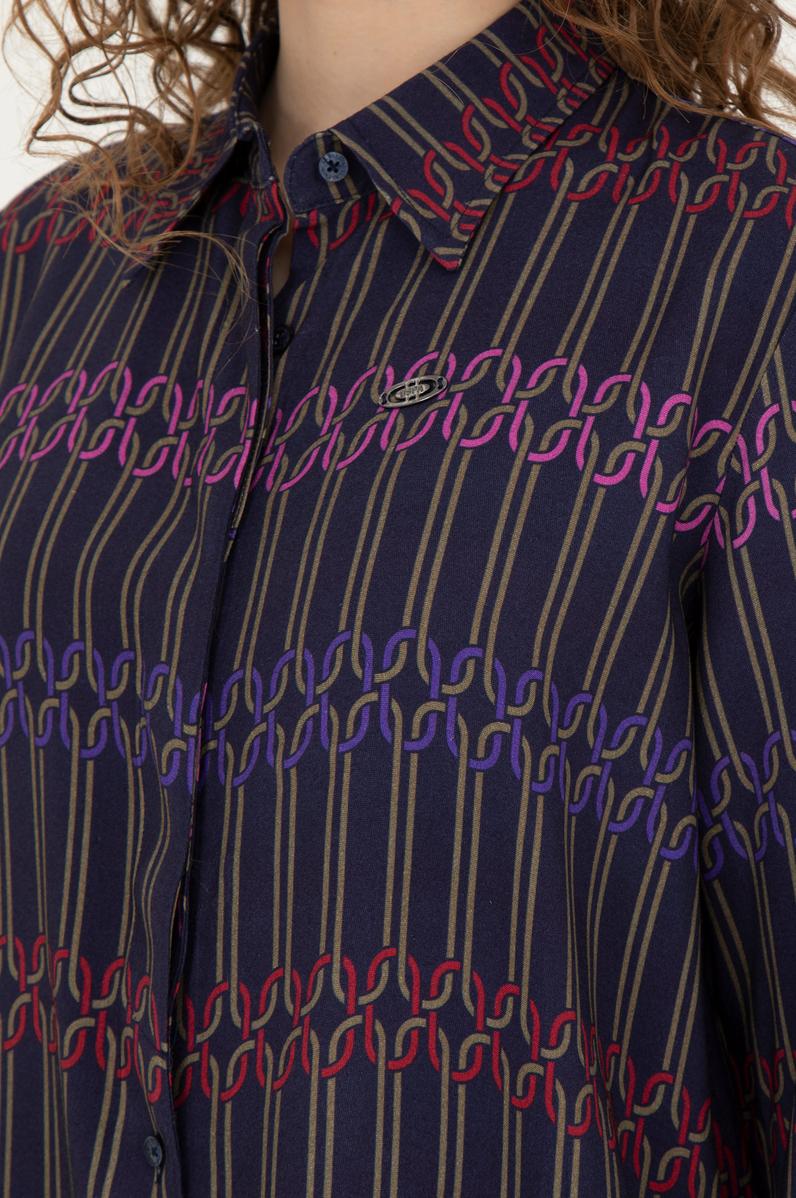 Kadın Lacivert Uzun Kollu Gömlek