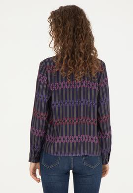 Kadın Lacivert Uzun Kollu Gömlek - 50271477003