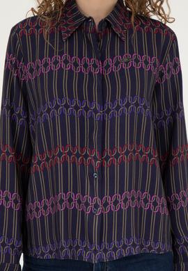 Kadın Lacivert Uzun Kollu Gömlek - 50271477003