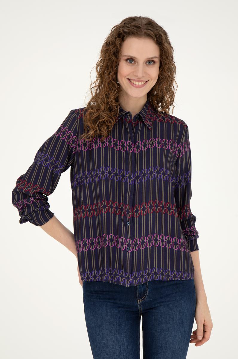 Kadın Lacivert Uzun Kollu Gömlek