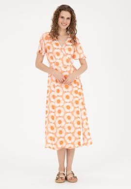 Kadın Somon Midi Boy Dokuma Elbise - 50281047002