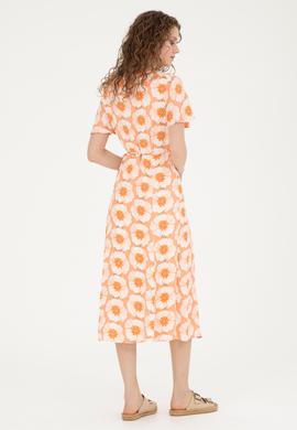 Kadın Somon Midi Boy Dokuma Elbise - 50281047002