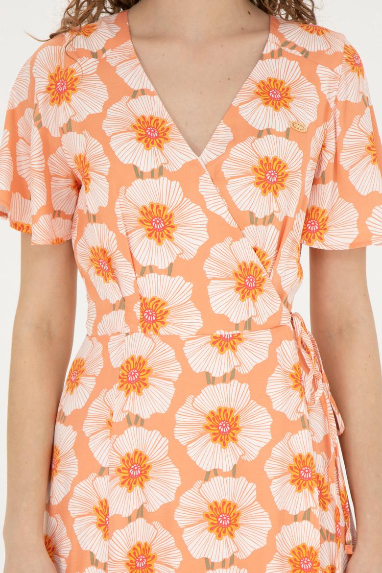 Kadın Somon Midi Boy Dokuma Elbise - 50281047002